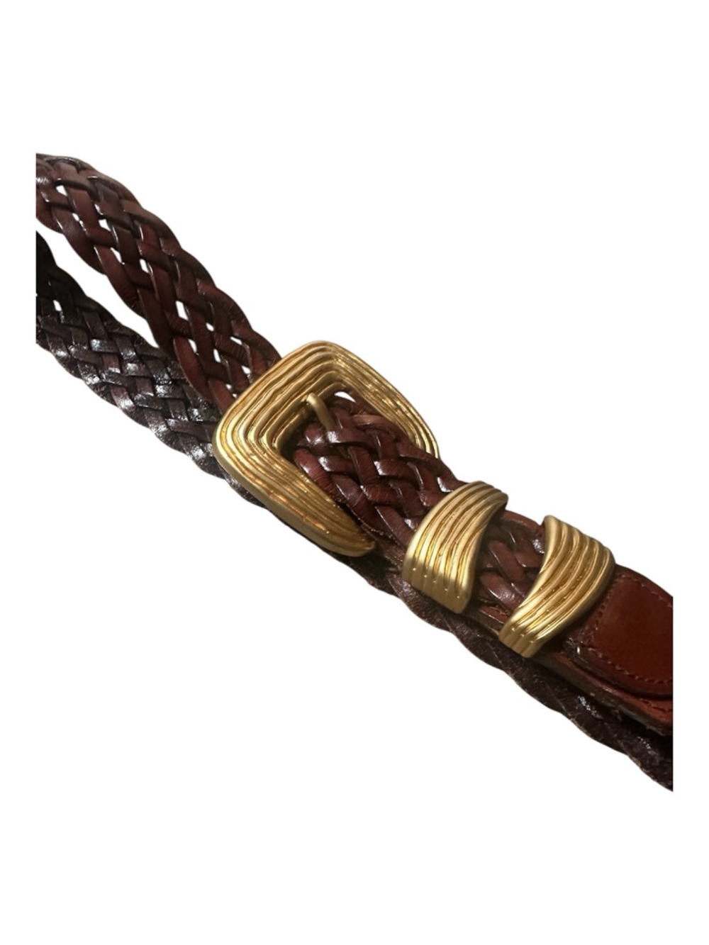Doncaster Braided Leather Belt with Gold-Tone Buckle - Brown